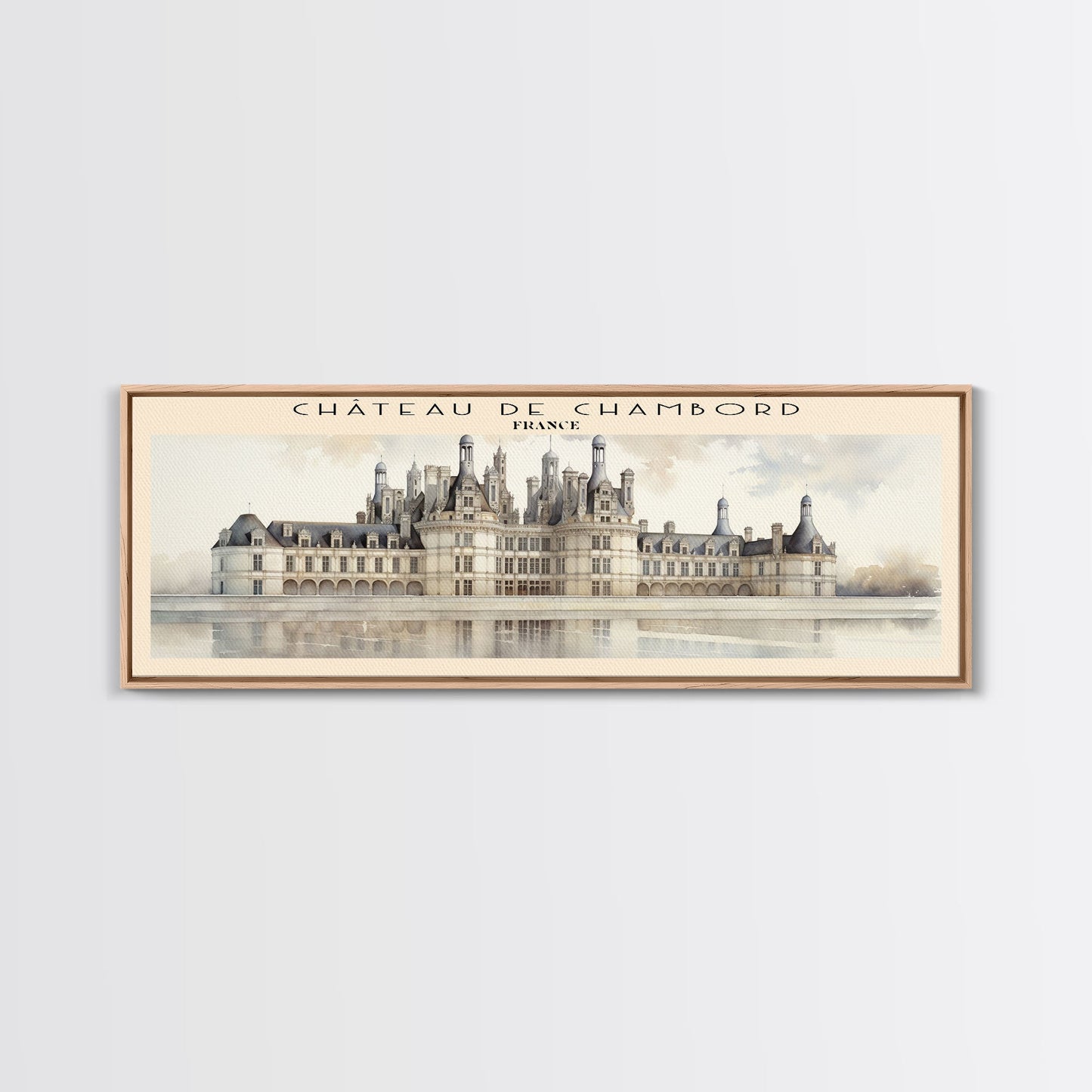 Château de Chambord Travel Poster Print, Framed Canvas Print, COUNTRY Travel Art, Wood Framed Art, Wall Hanging, Home Decor