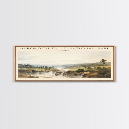 Murchison Falls Nationalpark-Reiseposter, gerahmter Leinwanddruck, Reisekunstwerk mit Landmotiv, Holzrahmen, Wandbehang, Wohndekoration
