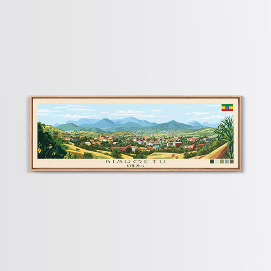 Bishoftu, Ethiopia Panoramic Travel Poster Canvas Print, Bishoftu, Ethiopia Painting, Ethiopia Art, Bishoftu Panoramic Travel Art, Travel Painting
