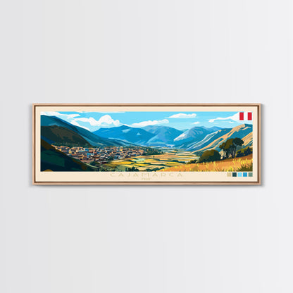 Cajamarca, Peru Panoramic Travel Poster Canvas Print, Cajamarca, Peru Painting, Peru Art, Cajamarca Travel Art, Guest Room Painting