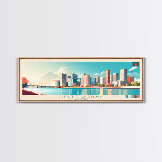 Chattogram, Bangladesh Travel Poster Panoramic Canvas Print, Chattogram, Bangladesh Painting, Bangladesh Art, Chattogram Travel Art, Guest Room Painting