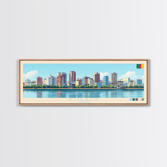 Douala, Cameroon Panoramic Travel Poster Canvas Print, Douala, Cameroon Painting, Cameroon Art, Douala Panoramic Travel Art, Travel Painting