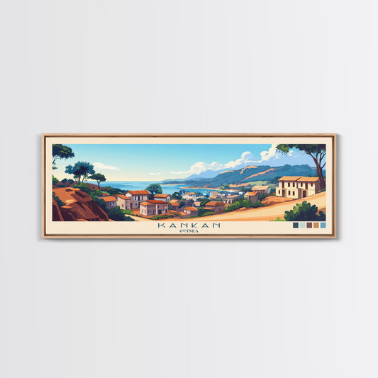 Kankan, Guinea Panoramic Travel Poster Canvas Print, Kankan, Guinea Painting, Guinea Art, Kankan Panoramic Travel Art, Travel Painting