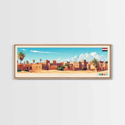 Luxor, Egypt Travel Poster Panoramic Canvas Print, Luxor, Egypt Painting, Egypt Art, Luxor Travel Art, Guest Room Painting