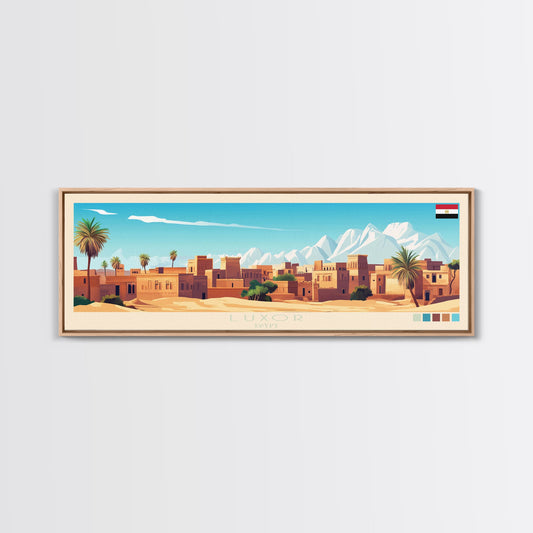 Luxor, Egypt Travel Poster Panoramic Canvas Print, Luxor, Egypt Painting, Egypt Art, Luxor Travel Art, Guest Room Painting