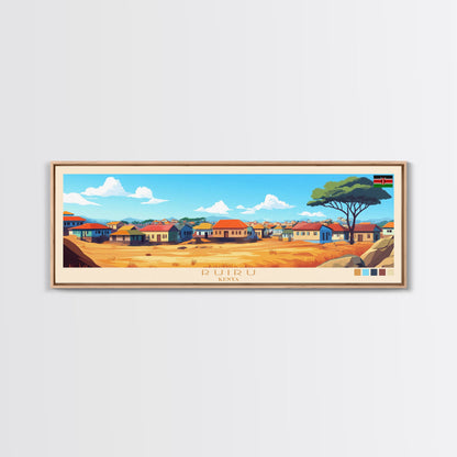 Ruiru, Kenya Panoramic Travel Poster Canvas Print, Ruiru, Kenya Painting, Kenya Art, Ruiru Travel Art, Living Room Painting