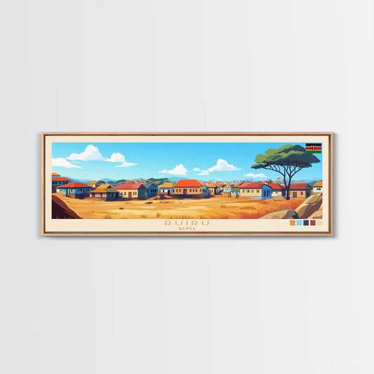 Ruiru, Kenya Panoramic Travel Poster Canvas Print, Ruiru, Kenya Painting, Kenya Art, Ruiru Travel Art, Living Room Painting