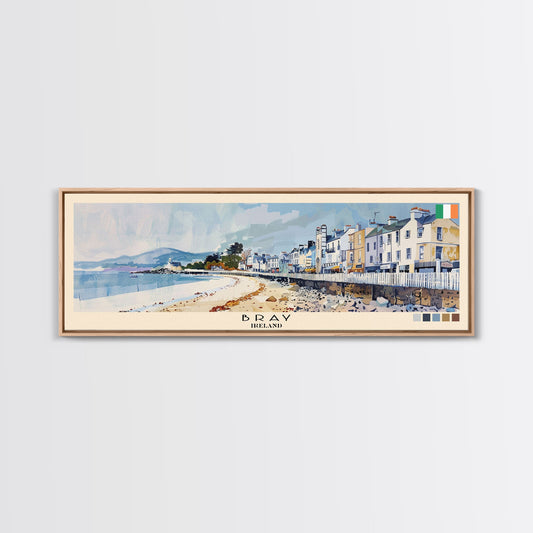 Bray, Ireland Panoramic Canvas Print, Bray, Ireland Painting, Ireland Art, Bray Travel Poster, Travel Art, Guest Room Painting