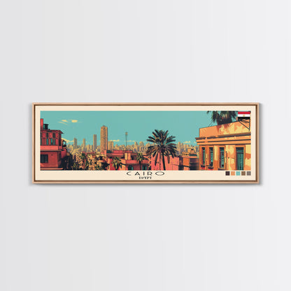 Cairo, Egypt Panoramic Canvas Print, Cairo, Egypt Painting, Egypt Art, Cairo Travel Poster, Travel Art, Housewarming Gift