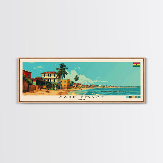 Cape Coast, Ghana Panoramic Canvas Print, Cape Coast, Ghana Painting, Ghana Art, Cape Coast Travel Poster, Travel Art, Living Room Painting