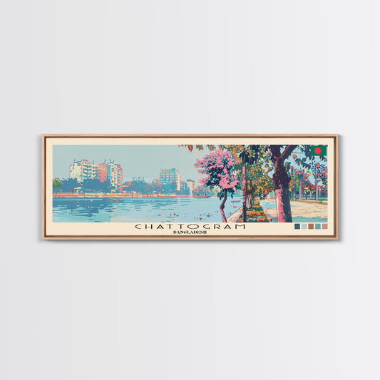 Chattogram, Bangladesh Panoramic Canvas Print, Chattogram, Bangladesh Painting, Bangladesh Art, Chattogram Travel Poster, Travel Art, Guest Room Painting