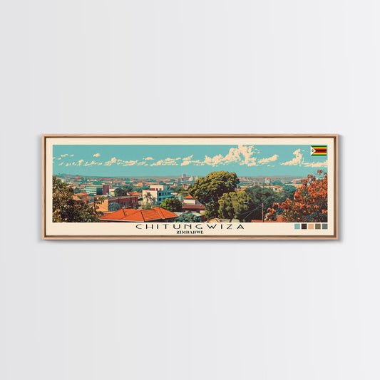 Chitungwiza, Zimbabwe Panoramic Canvas Print, Chitungwiza, Zimbabwe Painting, Zimbabwe Art, Chitungwiza Travel Poster, Travel Art, Vacation Gift