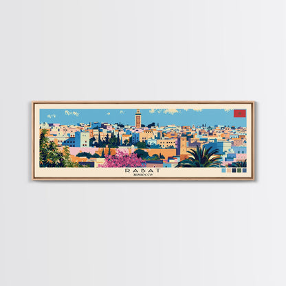 Rabat, Morocco Panoramic Canvas Print, Rabat, Morocco Painting, Morocco Art, Rabat Travel Poster, Travel Art, Housewarming Gift