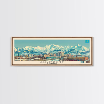 Shymkent, Kazakhstan Panoramic Canvas Print, Shymkent, Kazakhstan Painting, Kazakhstan Art, Shymkent Travel Poster, Travel Art, Guest Room Painting