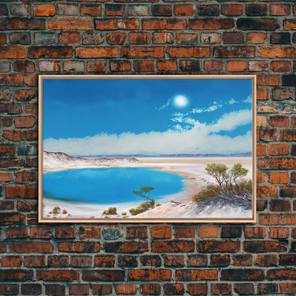 The Blue Lagoon, Tropical Wall Art, Beach Ocean Art, Framed Canvas Print, Colorful Beach House Decor, Above Sofa Art