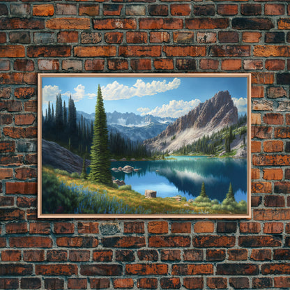Calm and Serene Landscape Painting, Framed Canvas Print, Canvas Art, Framed wall decor, living room wall art, Pine Tree Lake