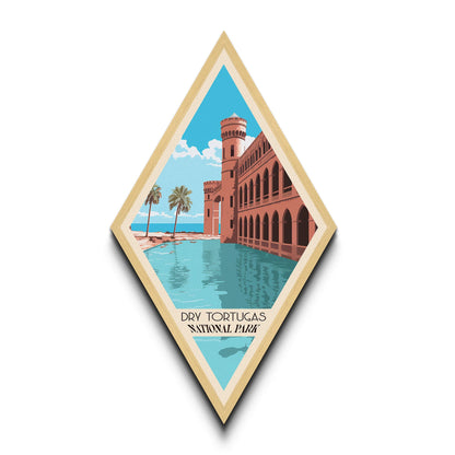 Retro-Reiseposter „Dry Tortugas Nationalpark“ auf Leinwand, Reisedeko-Kunst, Midcentury-Modern-Deko, Florida-Reisekunst