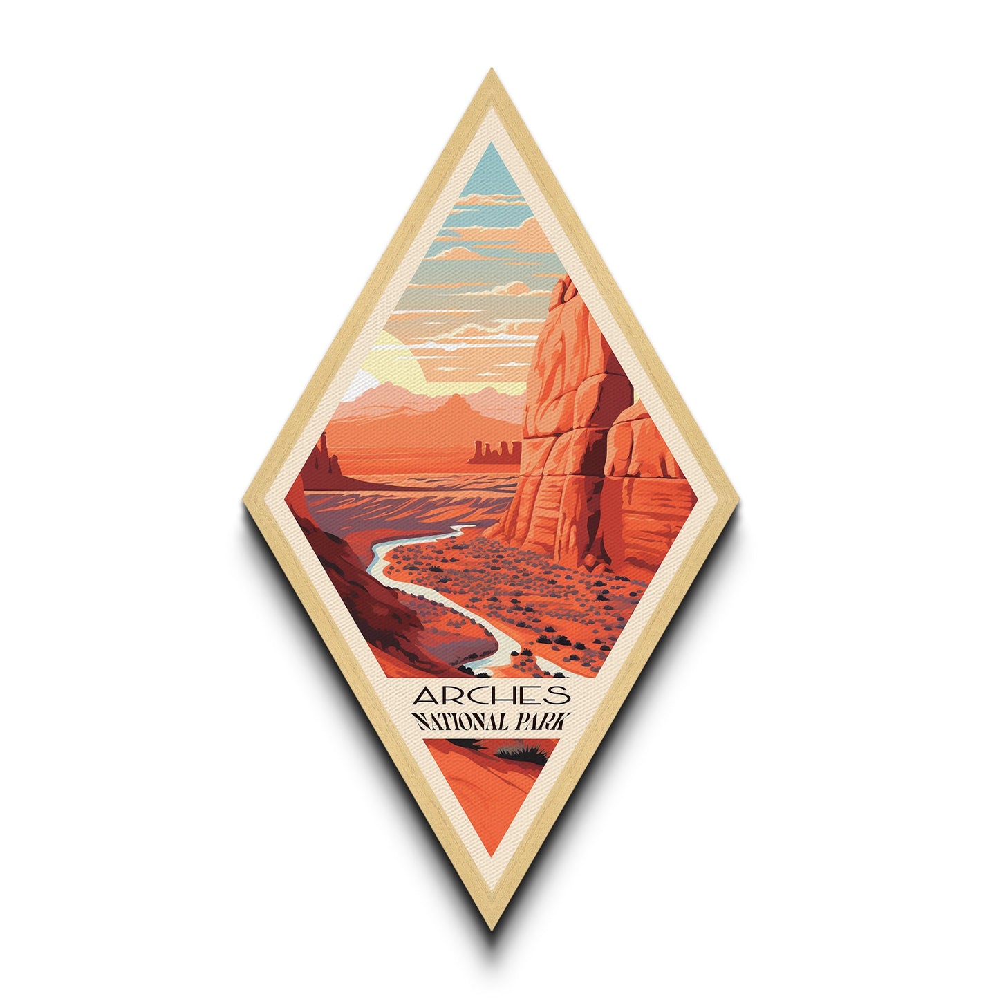 Arches National Park Travel Poster Canvas Texture Print, Travel Decor Art, Midcentury Modern Retro Decor Utah Travel Art