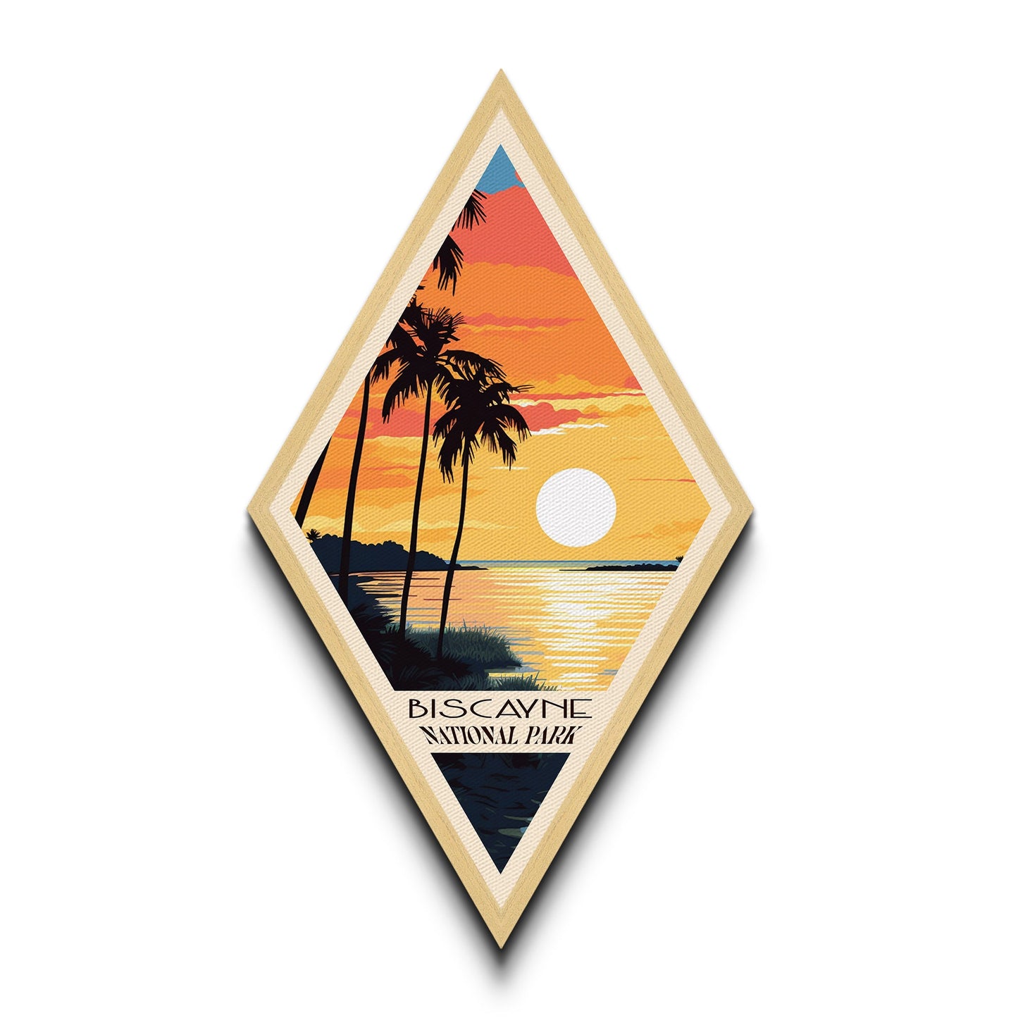 Biscayne National Park Travel Poster Canvas Texture Print, Travel Decor Art, Midcentury Modern Retro Decor Florida Travel Art