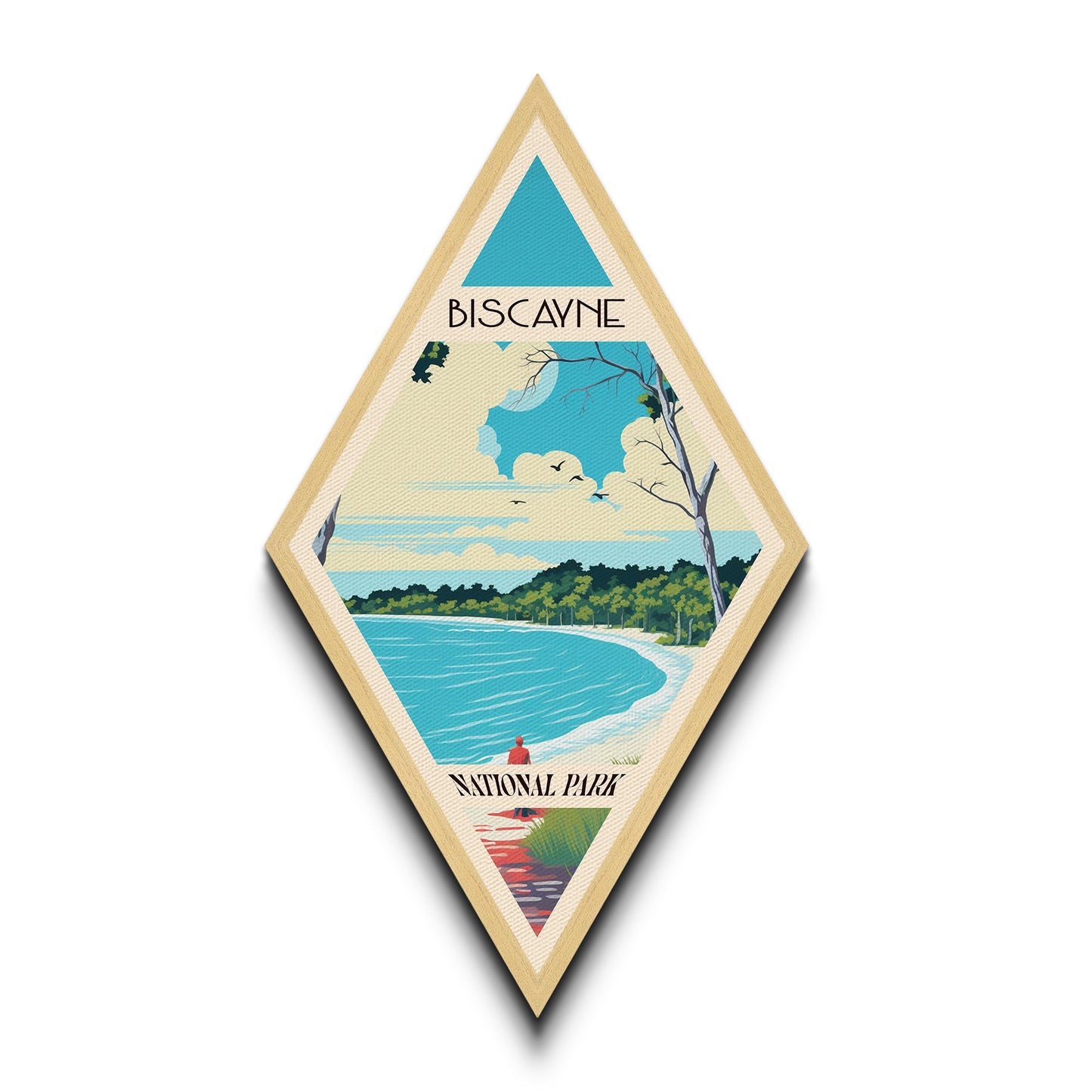 Biscayne National Park Diamond-Shaped Adventure Poster Wall Art Art Print, Canvas Wall Art, Travel Gift, Florida Travel Art