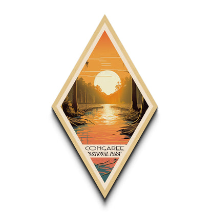 Retro Congaree National Park Travel Poster Canvas Texture Print, Travel Decor Art, Midcentury Modern Decor South Carolina Travel Art