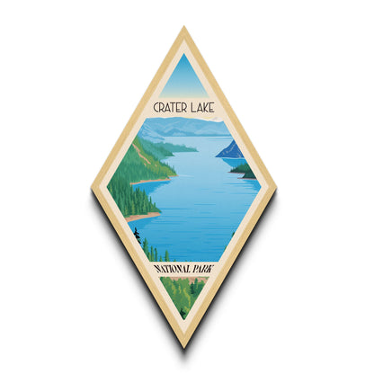 Crater Lake National Park Diamond Formed Adventure Poster Canvas Artwork Print, Canvas Wall Art, Travel Gift, Oregon Travel Art