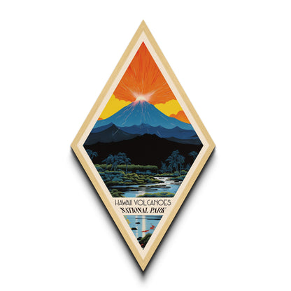 Retro Hawai'i Volcanoes National Park Travel Poster Canvas Texture Print, Travel Decor Art, Midcentury Modern Decor Hawaii Travel Art