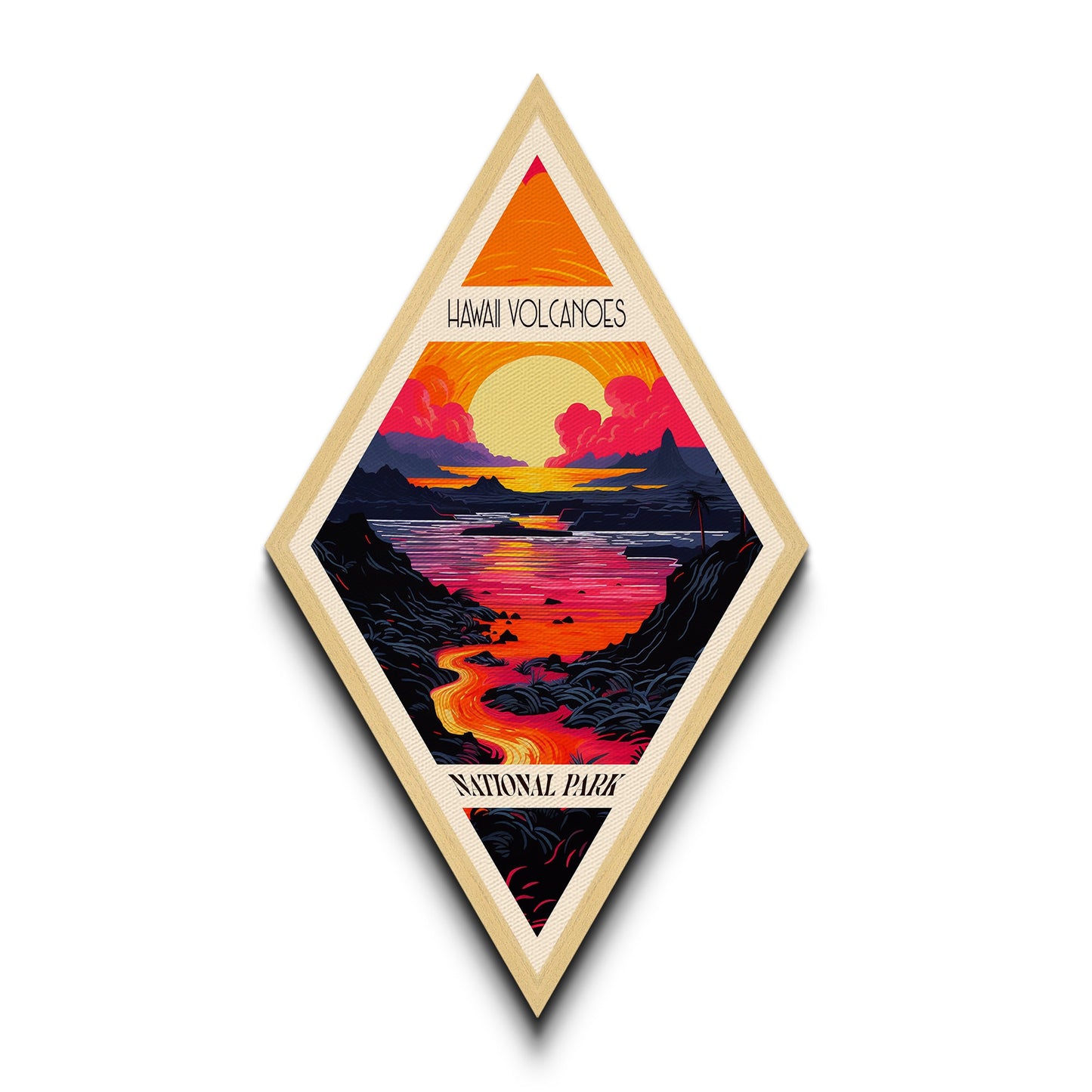 Retro-Poster „Hawaii Volcanoes National Park Adventure Poster Canvas Texture Print“, Reisedekor-Kunstwerk im Midcentury-Modern-Stil, Hawaii-Reisekunst