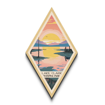 Lake Clark National Park Diamond Shaped Travel Poster Canvas Art Print, Canvas Wall Art, Travel Gift, Alaska Travel Art