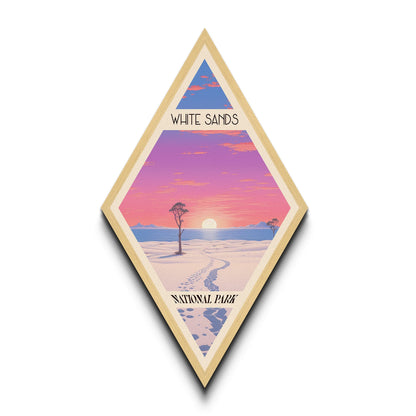 White Sands National Park Diamond Formed Travel Poster Wall Art Art Print, Canvas Wall Art, Travel Present, New Mexico Travel Art