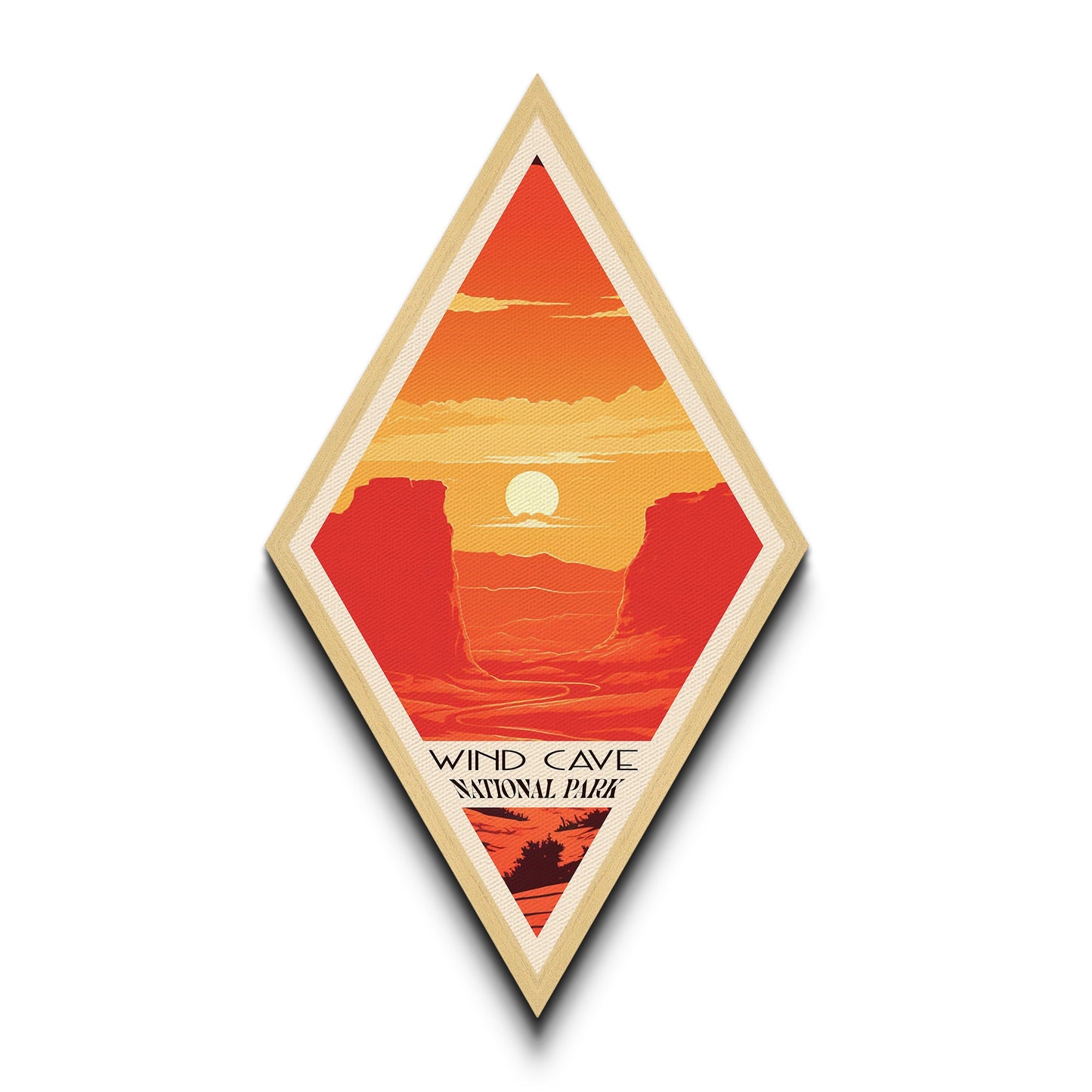 Wind Cave National Park Travel Poster Canvas Texture Print, Travel Decor Art, Midcentury Modern Retro Decor South Dakota Travel Art