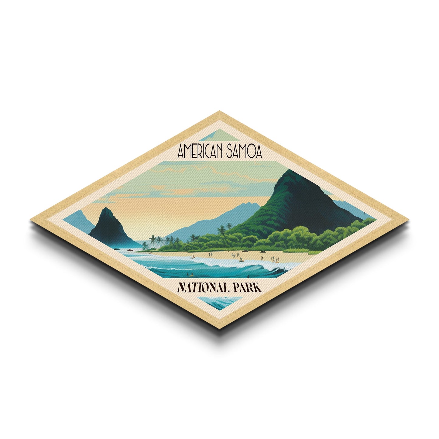 American Samoa National Park Diamond Shaped Travel Poster Art Canvas Art Print, Canvas Wall Art, Travel Gift, American Samoa Travel Art