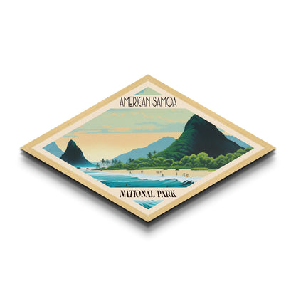 American Samoa National Park Diamond Shaped Travel Poster Art Canvas Art Print, Canvas Wall Art, Travel Gift, American Samoa Travel Art