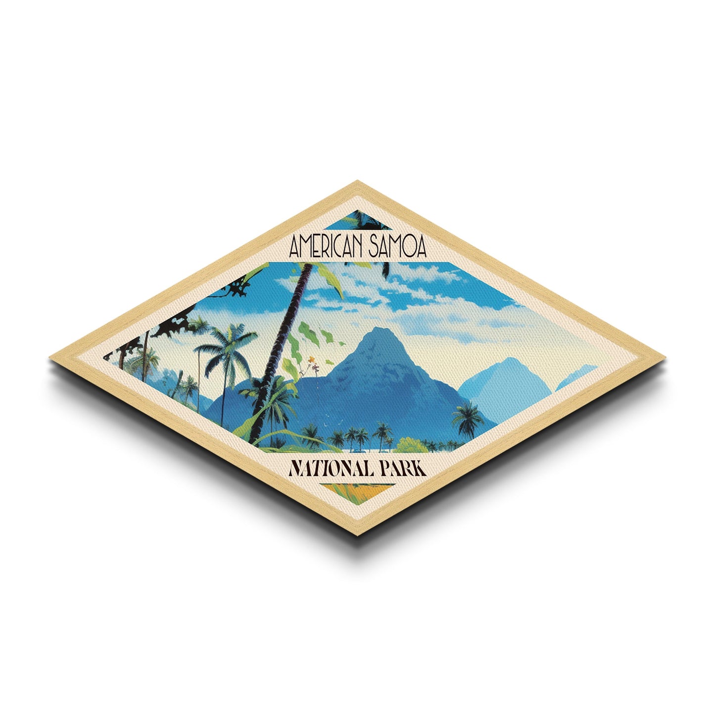 American Samoa National Park Diamond Shaped Travel Poster Artwork Canvas Art Print, Canvas Wall Art, Travel Gift, American Samoa Travel Art