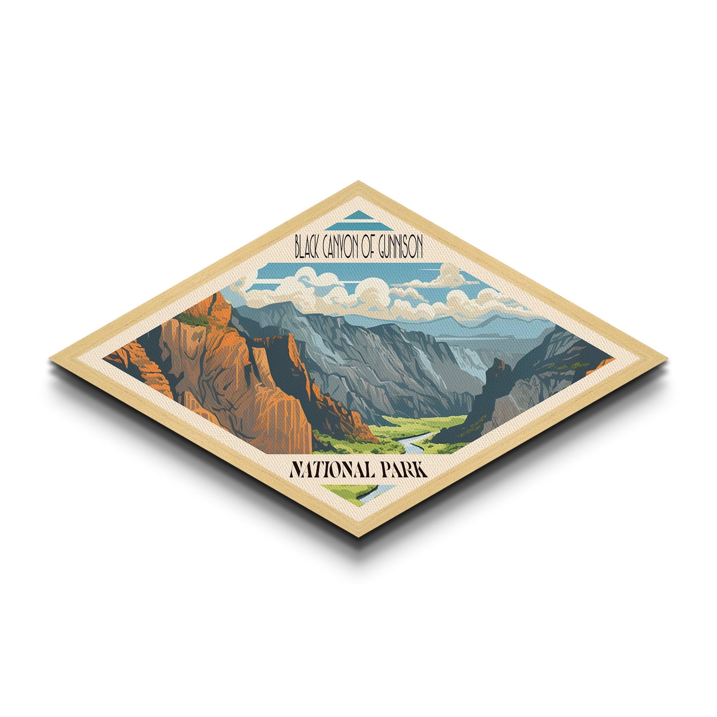 Black Canyon of the Gunnison Diamond Shaped Travel Poster Art Canvas Art Print, Canvas Wall Art, Travel Gift, Colorado Travel Art