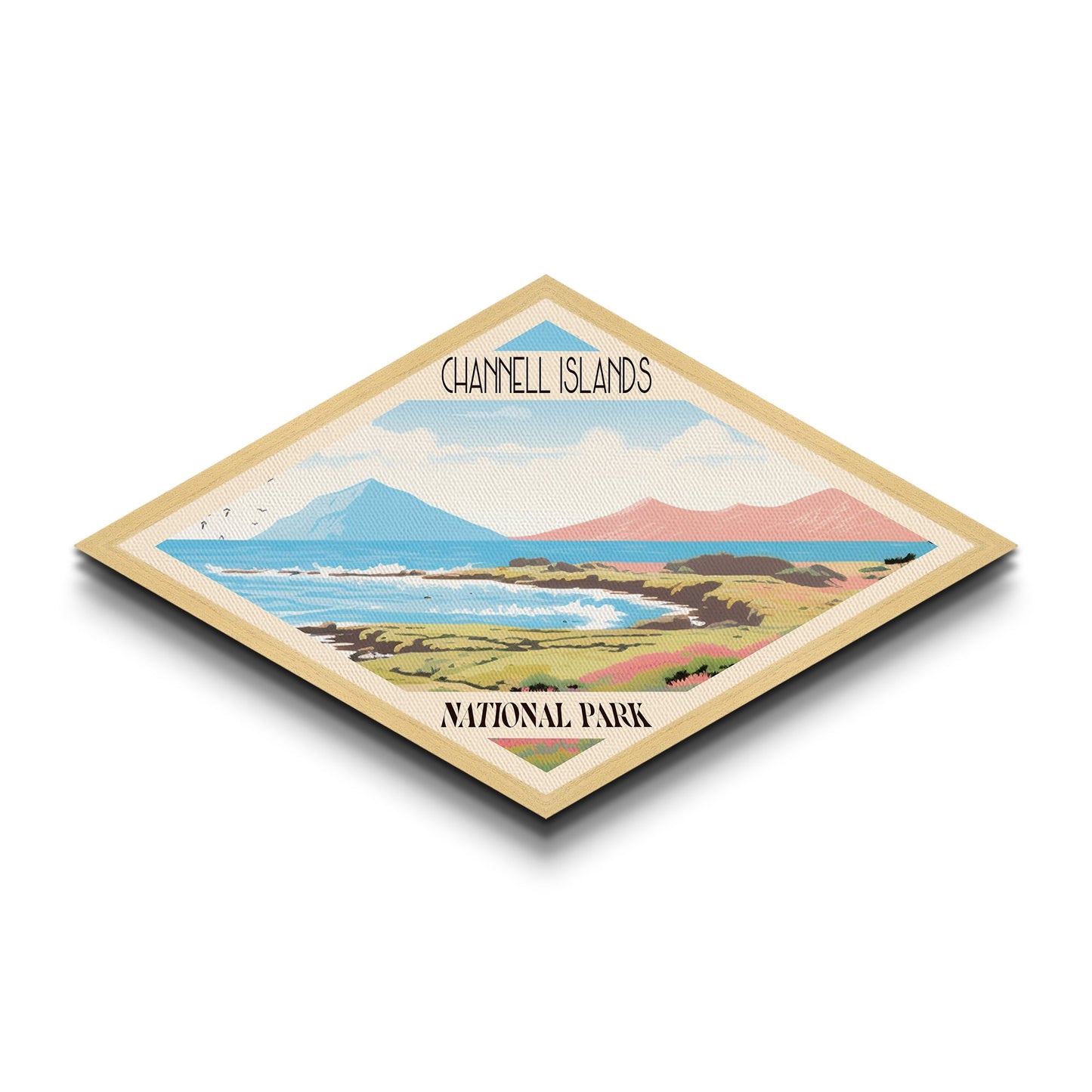 Channel Islands National Park Diamond Shaped Travel Poster Art Canvas Art Print, Canvas Wall Art, Travel Gift, California Travel Art