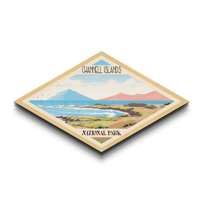 Channel Islands National Park Diamond Shaped Travel Poster Art Canvas Art Print, Canvas Wall Art, Travel Gift, California Travel Art