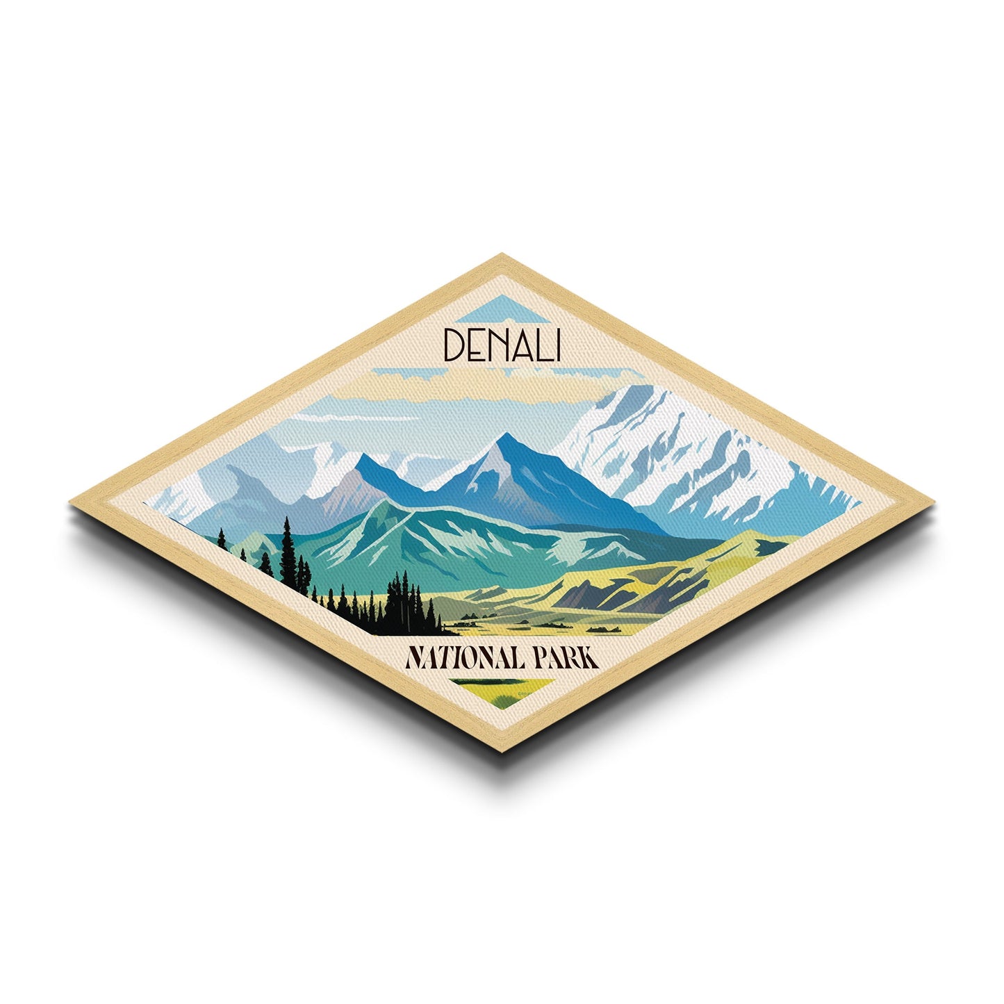 Denali National Park Travel Poster Art Canvas Texture Print, Travel Decor Art, Midcentury Modern Retro Decor Alaska Travel Art