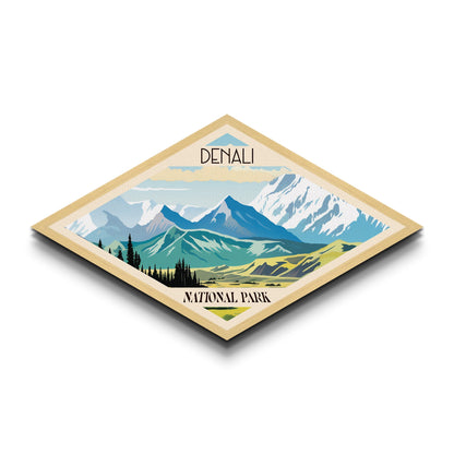 Denali National Park Travel Poster Art Canvas Texture Print, Travel Decor Art, Midcentury Modern Retro Decor Alaska Travel Art