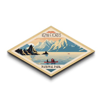 Retro Kenai Fjords National Park Travel Poster Art Canvas Texture Print, Travel Decor Art, Midcentury Modern Decor Alaska Travel Art