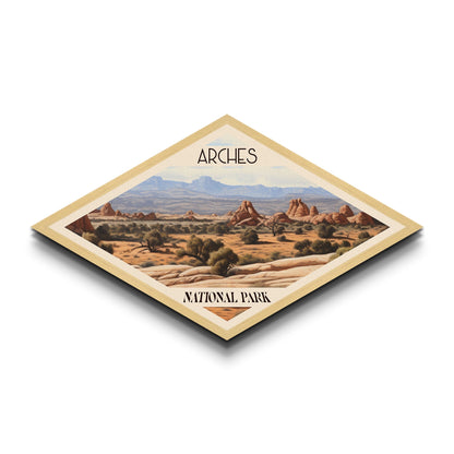 Arches National Park Travel Poster Canvas Texture Print, Travel Decor, Midcentury Modern Retro Decor Utah Landscape