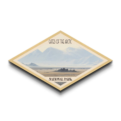 Retro-Reiseposter „Gates of the Arctic Nationalpark“, Leinwanddruck mit Struktur, Reisedekoration, Midcentury-Modern-Dekor, Alaska-Landschaft