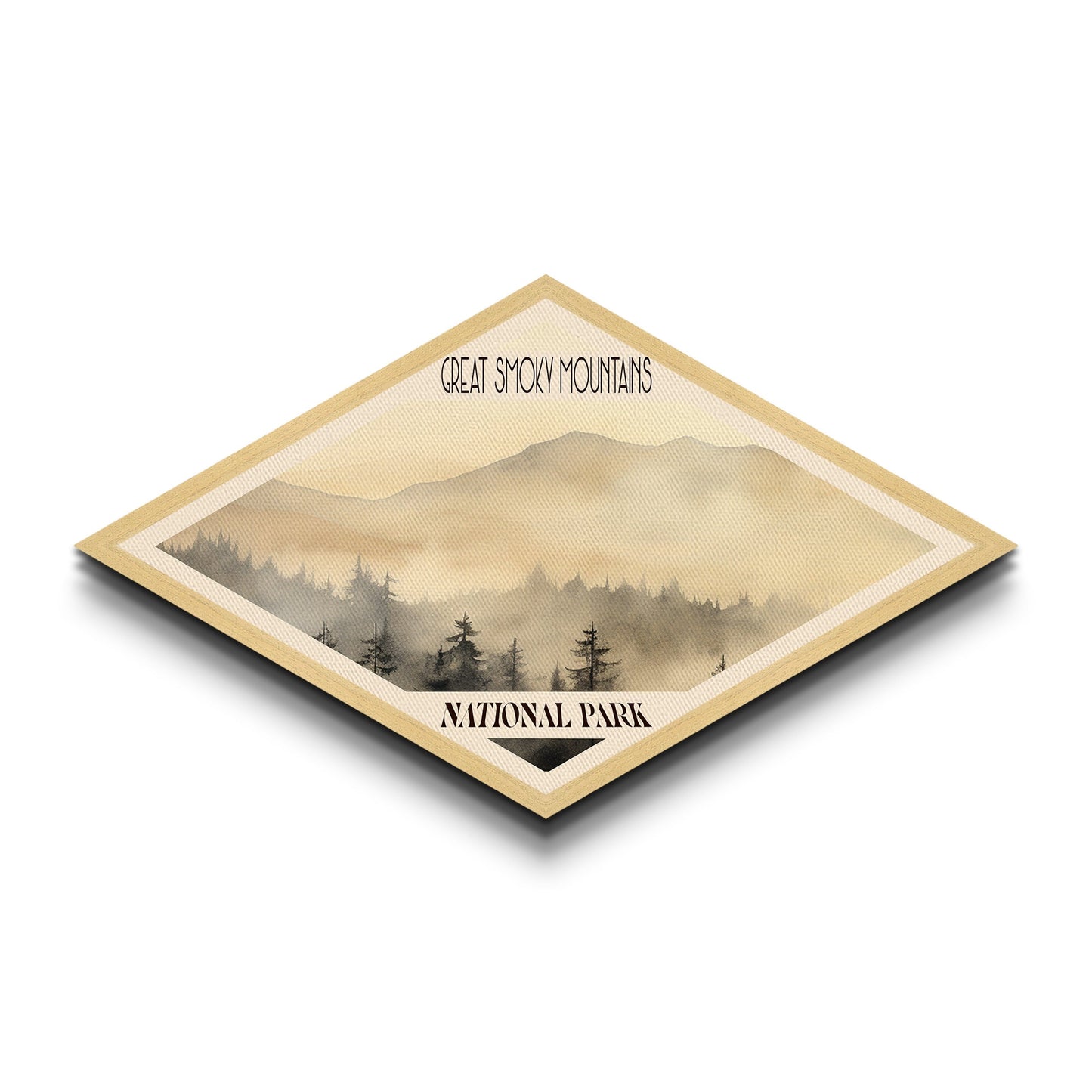 Retro-Reiseposter mit Leinwandstruktur des Great Smoky Mountains Nationalparks, Reisedekoration, Midcentury-Modern-Dekor, Landschaft von North Carolina