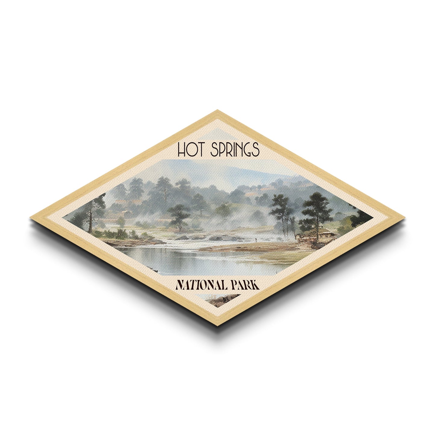 Hot Spring National Park Diamond Shaped Travel Poster Canvas Art Print, Canvas Wall Art, Travel Gift, Arkansas Landscape