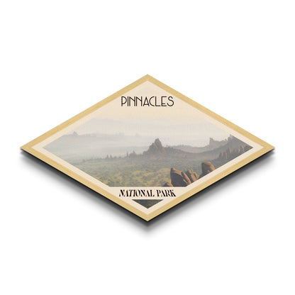 Pinnacles National Park Diamond Shaped Adventure Poster Canvas Art Print, Canvas Wall Art, Travel Present, California Landscape