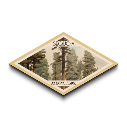 Sequoia National Park Diamond Shaped Travel Print Canvas Art Print, Canvas Wall Art, Travel Present, California Landscape