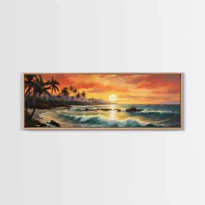 Tropical Ocean Beach canvas prints Sea landscape Nautical photo Coastal Framed Art Sea wave canvas Extra large wall art Ready to hang