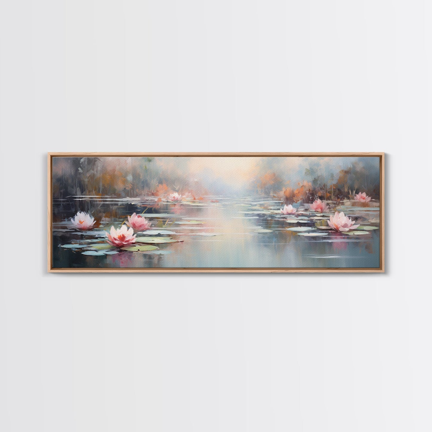 White Water Lilies Fantasy Decor, Framed Canvas Print, Ready To Hang, Floral Wall Art, Home Decor, Springtime Art, Farmhouse Art