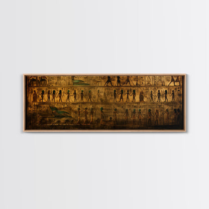 Egyptian Hieroglyphs, Framed Canvas Print, Unique Wall Art, Egyptian Inspired Wall Decor