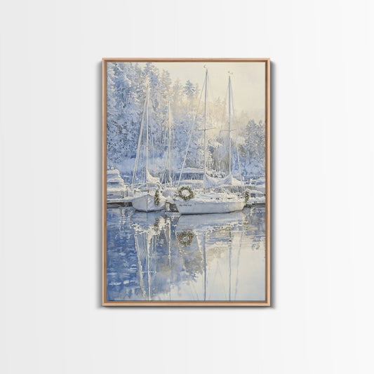 Nautical Christmas Decor, Sailboats On A Frozen Lake, 2024 Christmas Decor, Boho Christmas Decor, Christmas Mantle Decor